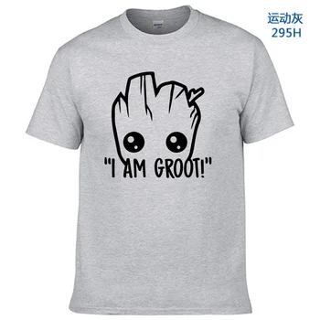 

100% Cotton 2020 T Shirt Men Star Wars Anime Baby Pop Groot Summer Funny I AM GROOT T Shirt Male Cool Tops Tees Homme Tshirt EUR