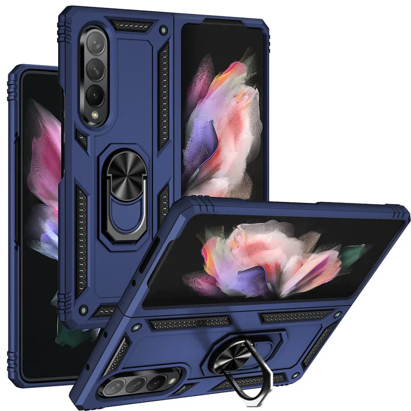 Per Samsung Galaxy Z Fold 3 Case Antiurto Armor Magnet Ring Holder Staffa Di Supporto Cover Posteriore Per Galaxy Z Fold 4 5G Custodie