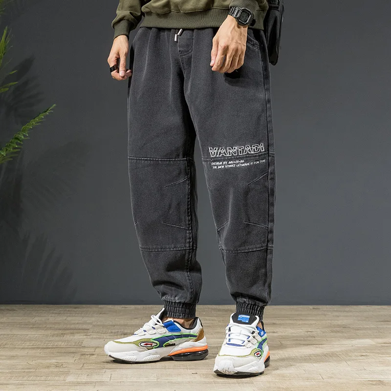 Japanese Fashion Men Jeans Loose Fit Vintage Designer Spliced Hip Hop Joggers Cargo Pants Hombre Streetwear Harem Jeans Men