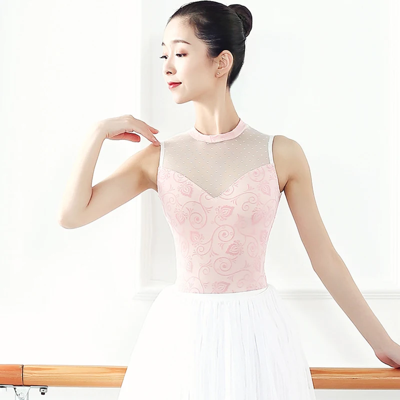 

Ballet Leotard Women Floral Dance Leotard Adult Gymnastic Leotard Ballerina Dot Mesh Back Ballet Leotards for Women Tank Leotard