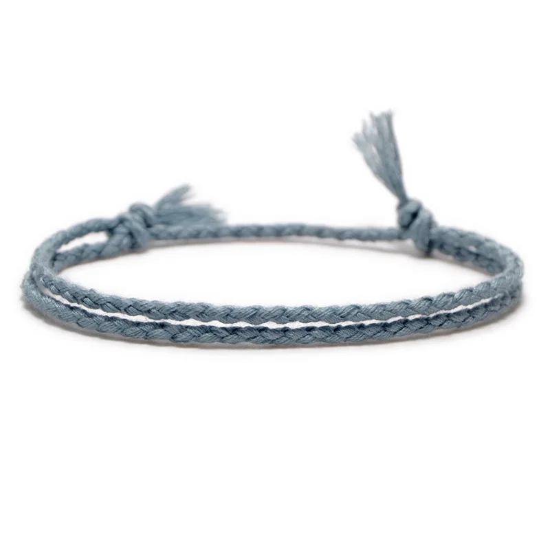 Meetvii Simple Woven Cotton Rope String Bracelet Pray Yoga Handmade Pure Color Chic Tassel Bracelet for Men Women New