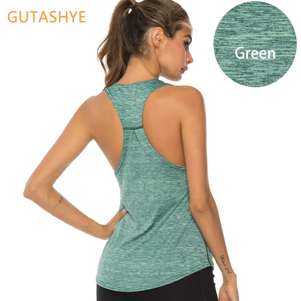 Yoga Top Sports Tank Sports T Shirt Yoga Shirt Sports Shirt GUTA 4XL Women Racerback Yoga Tank Tops Sleeveless Fitness Yoga Shirts Quick Dry Athletic Running Sports Vest Workout T Shirt