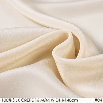 

100% SILK CREPE DE CHINE 140cm width 16momme Pure Silk Soie fabric christmas Champagne NO 04