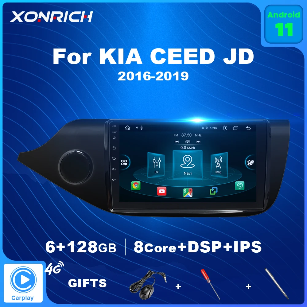 Автомагнитола Carplay 2 Din Android 11 для KIA CEED JD Ceed 2012-2018 8 ядер 6 ГБ 128 голосовое ии