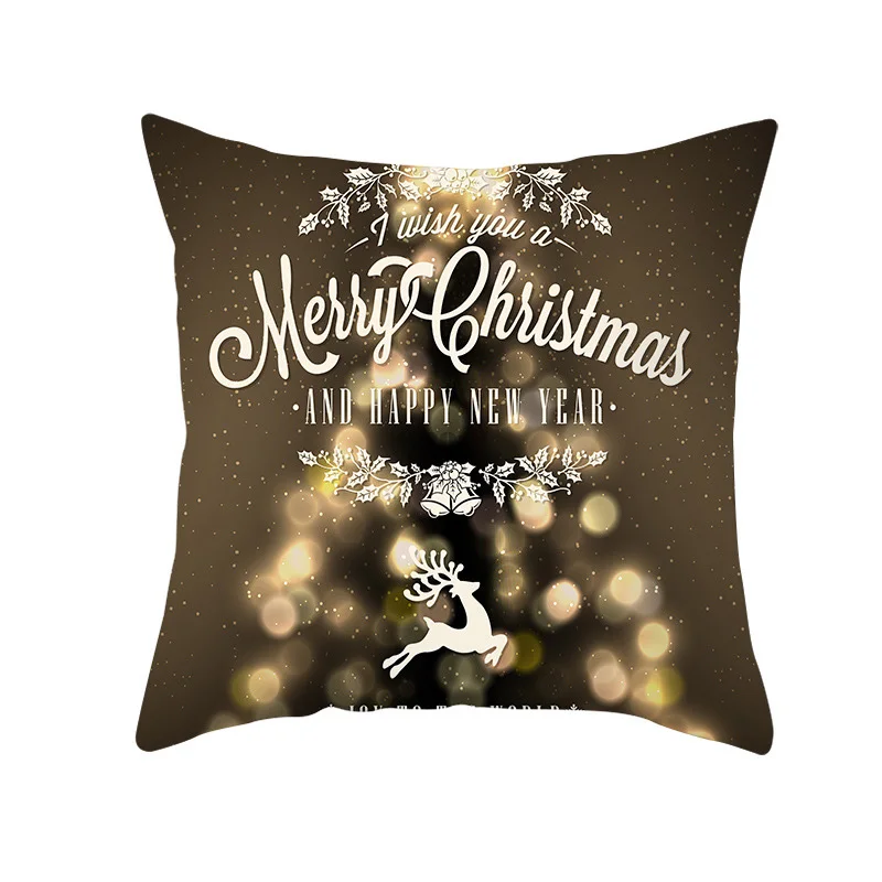 Рождественский чехол для подушки, украшение для дома, Рождественское украшение, мультяшный милый узор, мягкий бархат, выразительный золотой