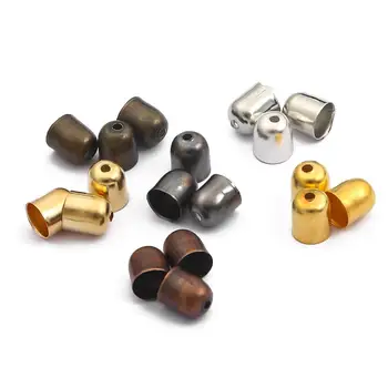 

50-100pcs Tassel Leather Cords Buckle End Tip Cap 4 5 6 7 8 10mm Suede Fiber Crimps End Beads Caps For Jewelry Making Findings