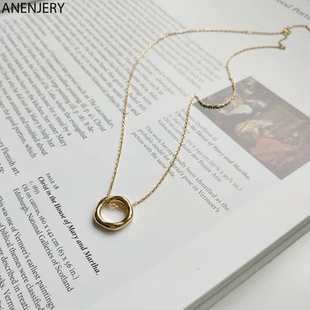 

ANENJERY Personality Irregular Circle Gold Color Necklace Geometric Clavicle Chain Necklace For Women S-N533