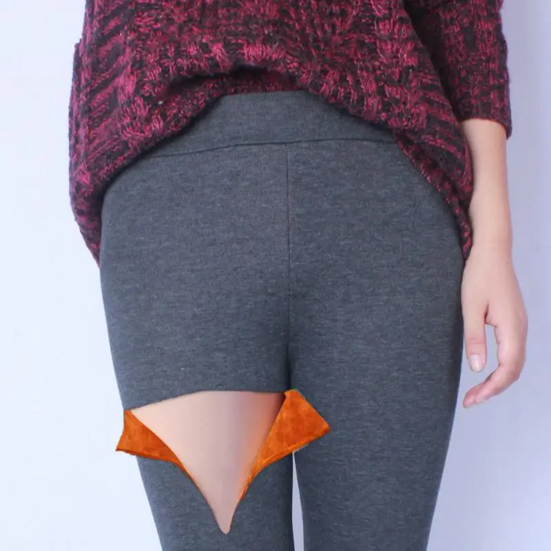 ATHVOTAR, XL-5XL размера плюс, леггинсы, зимние, женские, высокая талия, тянущиеся, плотные леггинсы, одноцветные, обтягивающие, теплые, бархатные, узкие брюки