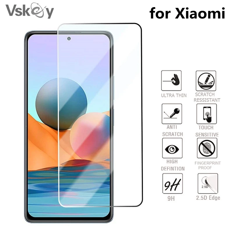 50PCS 2.5D Tempered Glass for Xiaomi Redmi Note 10 Pro Note 9S 8 Pro 9T 8T 10X 5G 7  Screen Protector Protective Film