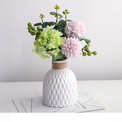 Современная керамическая ваза+ набор искусственных цветов Декор свадебные подарки украшение для дома ремесла гостиной Шелковый Искусственный цветок горшок - Цвет: style8