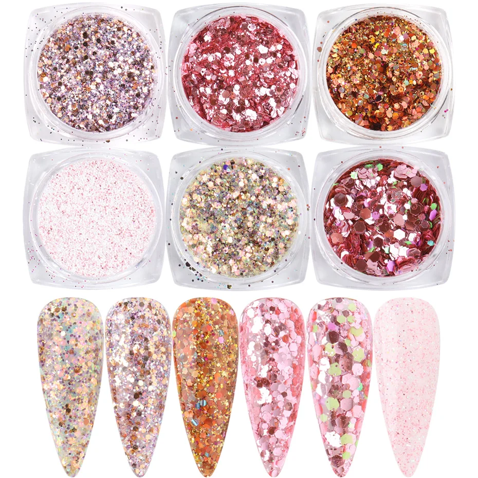 3D Mermaid Sequins Nail Glitter Flakes Mixed Mirror Hexagon DIY Spangles Paillette Nail Art Decorations (15)