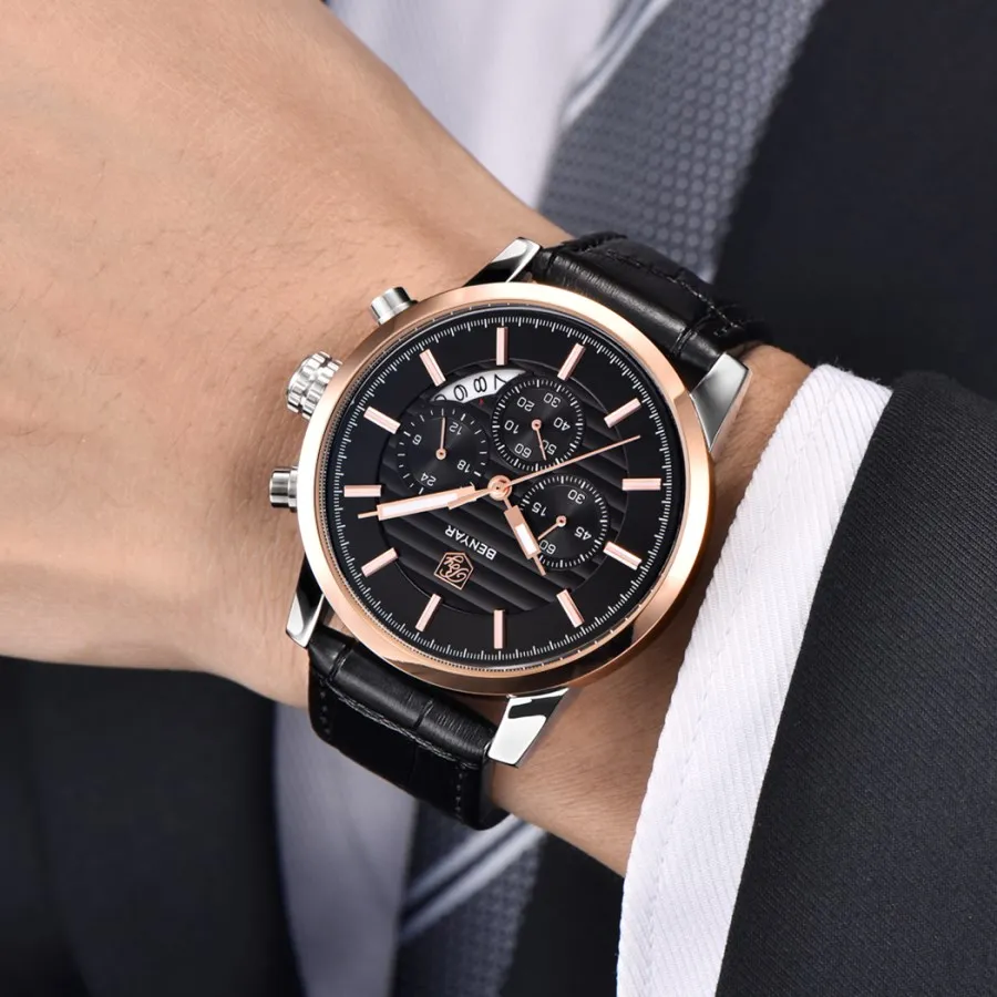 BENYAR montre hommes Топ люкс Марка Кварц Спорт montres hommes режим аналог cuir mâle ETANCHE montre-браслет reloj hombre