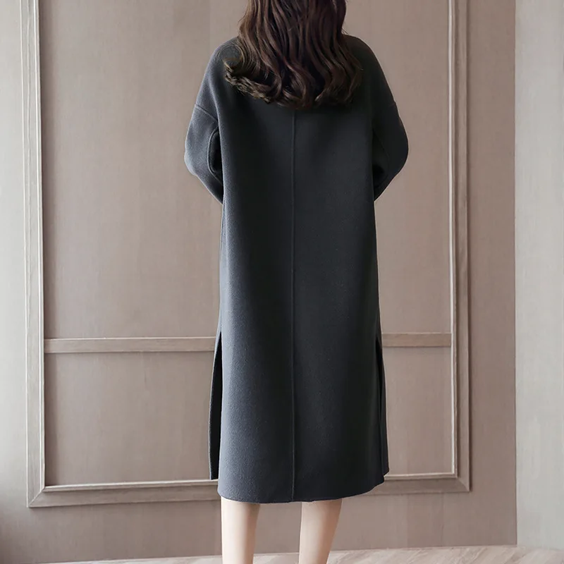 Шерстяное пальто женское длинное пальто новая Корейская версия колена двухстороннее шерстяное пальто женское зимнее кашемировое пальто