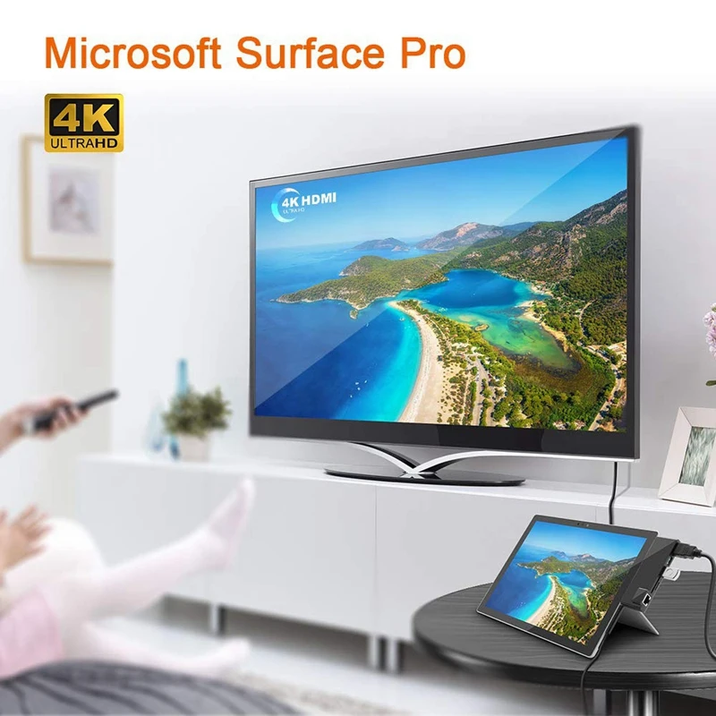 Led usb-хаб компьютерная док-станция Ethernet порт мини многофункциональный 4K HDMI Lan адаптер ABS RJ45 TF для Surface Pro 6