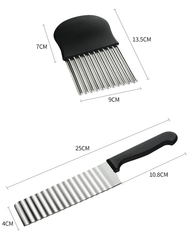 Stainless Steel Potato Chip Slicer Dough Vegetable Fruit Crinkle Wavy Slicer Knife Potato Cutter Chopper French Fry Maker WB 054