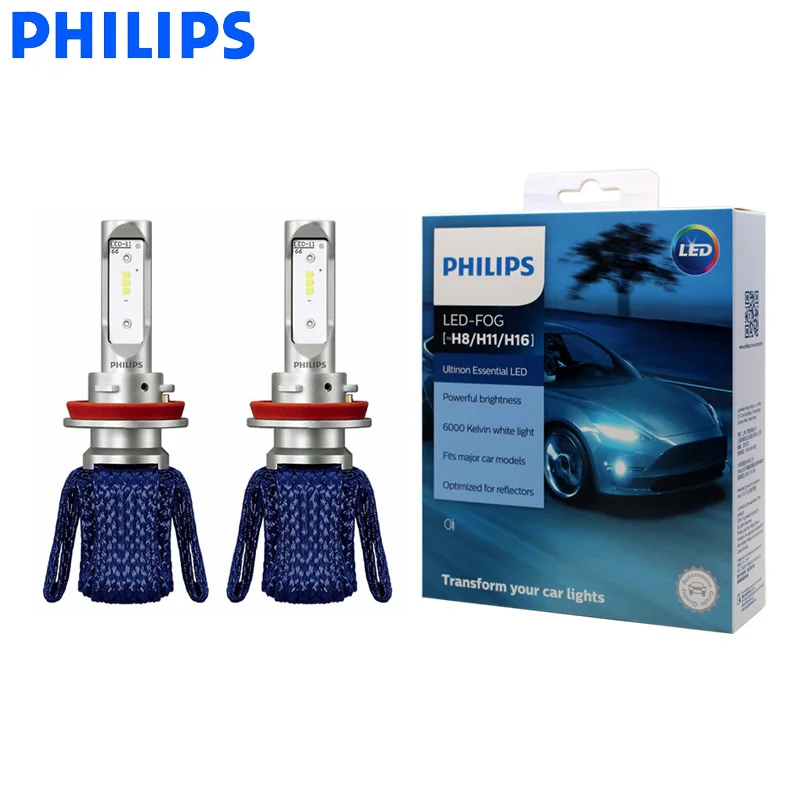 Philips светодиодный Противотуманные фары H8 H11 H16 Ultinon Essential 6000K яркий белый