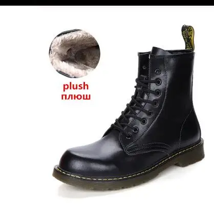 fur plush Обувь унисекс в британском байкерском стиле; сезон осень-зима; мужские ботинки из воловьей кожи; зимние теплые плюшевые ботильоны; обувь для езды; большой размер 47 - Цвет: fur plush