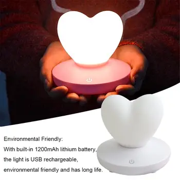 

Mini Heart-shaped Night Light Silicone Touch Sensor Home Decor Romantic LED Table Lamps Valentine's Day Gift