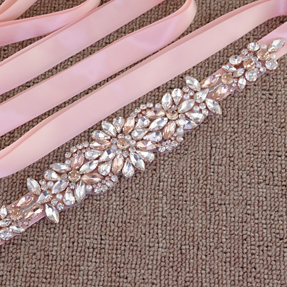 TRiXY S423 rose gold belt rhinestone wedding belt diamonds wedding dress belt bridal dress belt girl belt rose gold crystal belt