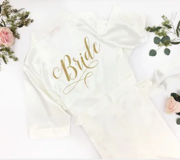 

personalize Bridal Lingerie Shower personalised Bachelorette Party dress robe Maid of Honor kimono bathrobe satin Robe date name