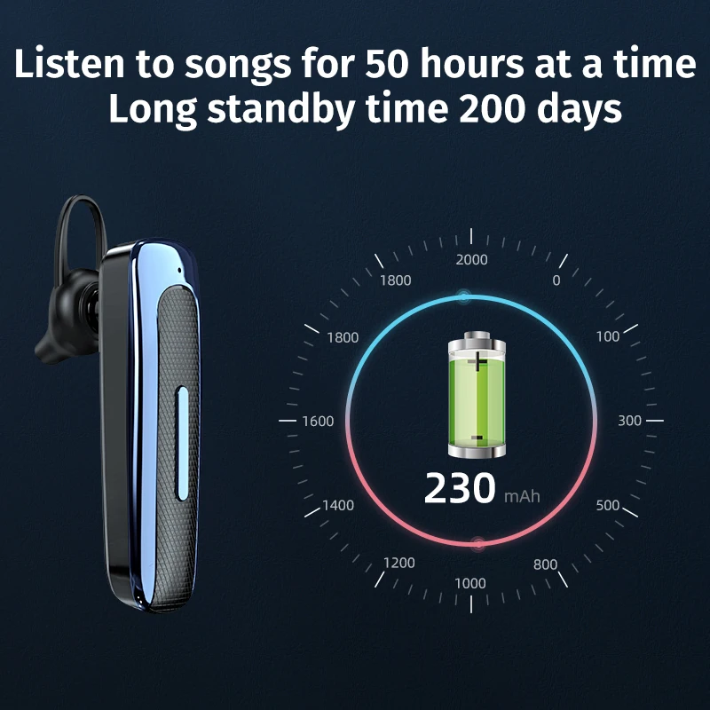 블루투스 5.0 이어폰 무선 헤드폰 Hifi 스테레오 이어폰 헤드셋 후크 핸즈프리 운전 작업용 비즈니스 헤드셋