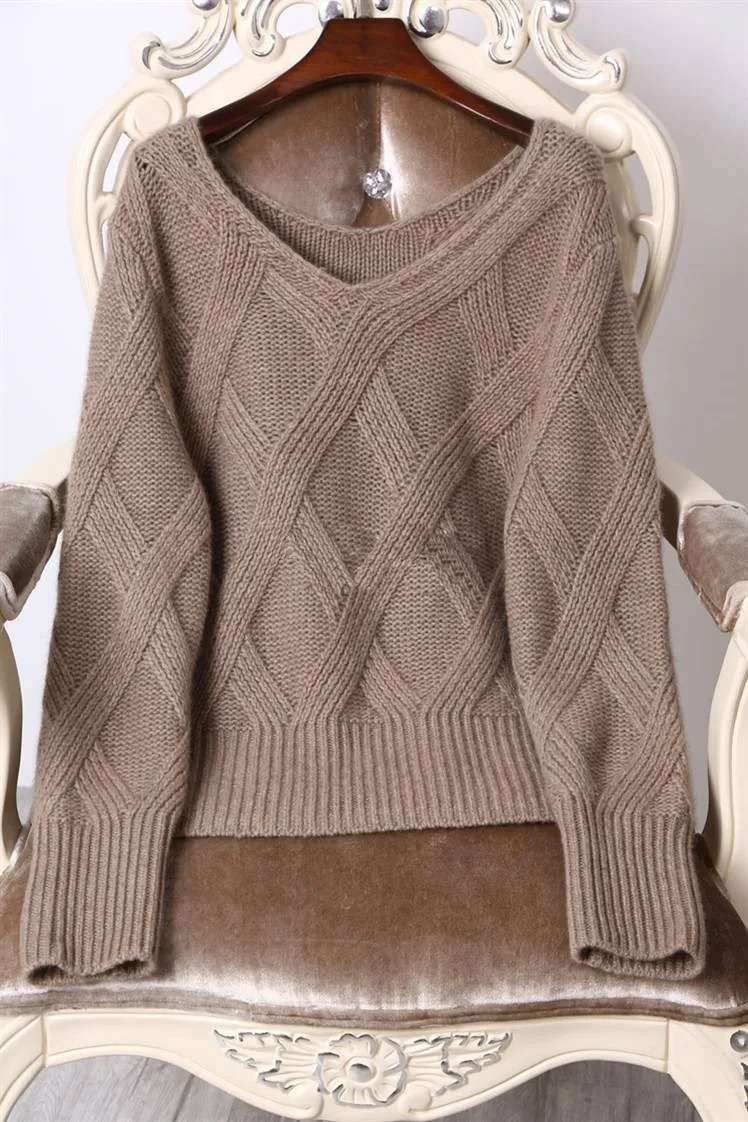 Осенний и зимний женский кашемировый свитер, женский толстый свитер с v-образным вырезом, пуловер, вязаная юбка, комплект из двух предметов NS1469