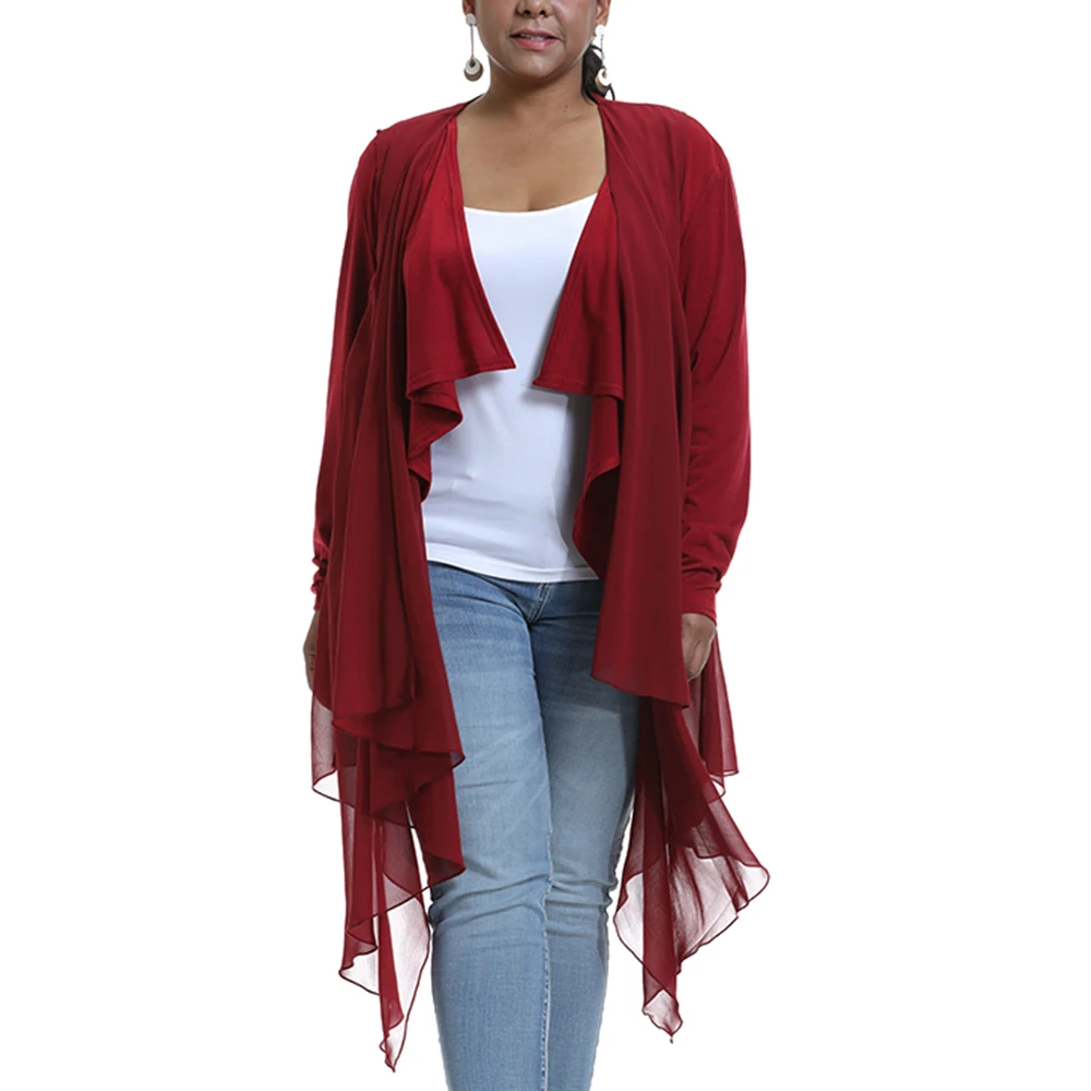 

6XL Plus Size Blouse Women Ruffle Shirts Autumn Irregular Front Hem Blouses Casual Solid Colour Ladies Tops Blusas ropa mujer 30