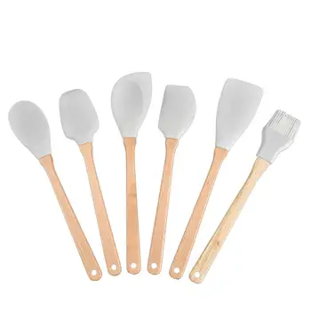 

6PCS Kitchen Utensils Set Cooking Tools Sets Silicone Heat-resistant Nonstick Spatula Wooden Cookware Appliances Kitchenware
