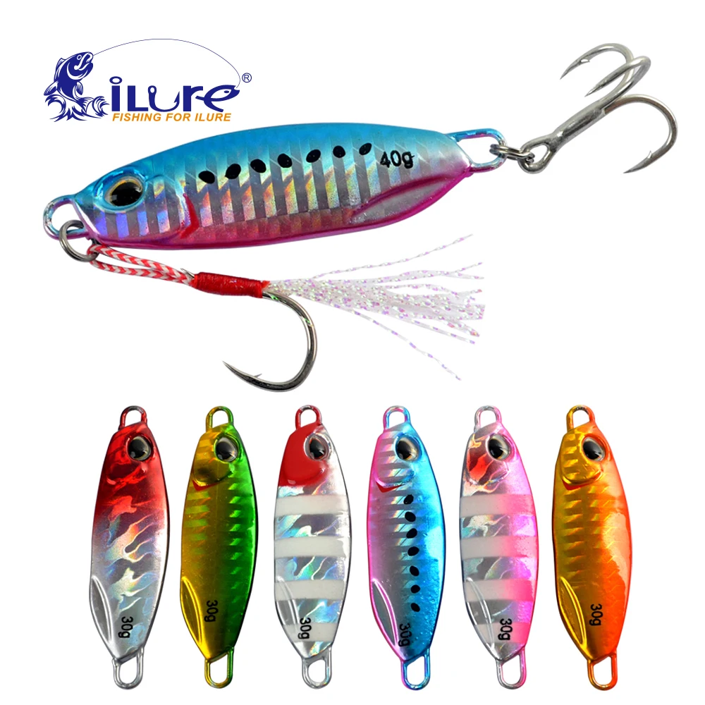 

iLure New Metal Casting Jig Spoon 20G 30G 40G 60G Shore Drag Cast Jigging Lead Sea Bass Lure Artificial Bait Fishing Tackle