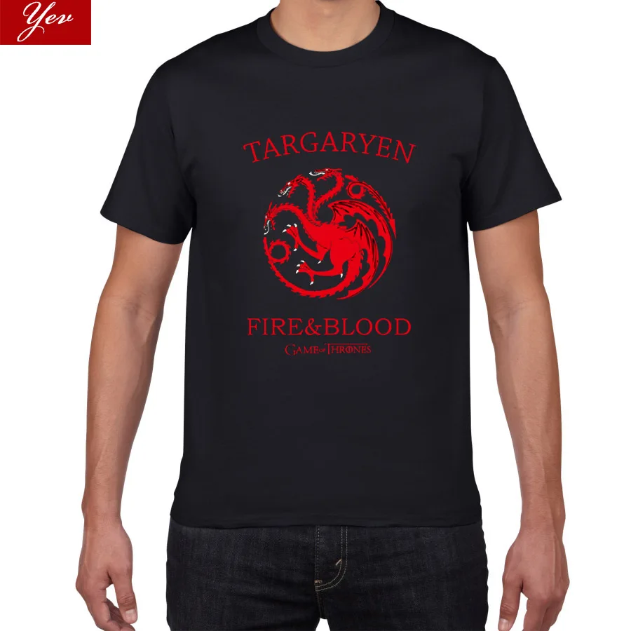 

Game of Thrones Targaryen Fire & Blood T Shirt Men 2019 Summer Fit Slim Men T-Shirts 100% Cotton Men's plus szie T-shirts Kpop