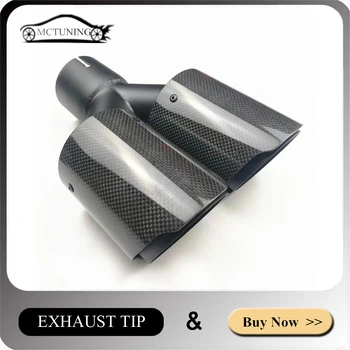 

Replacement Exhaust Tips Black Stainless steel Exhaust Muffler Dual Tips Glossy Carbon Universal pipe Tips 2PCS