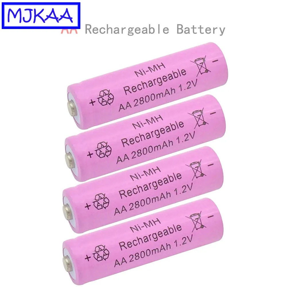 MJKAA 4/8 шт. AA 1,2 никель-металл-гидридный аккумулятор с напряжением 2800 мА/ч, розовый Перезаряжаемые Батарея Никель-металлогидридных аккумуляторов 14 мм* 50 мм для игрушка дистанционного Управление