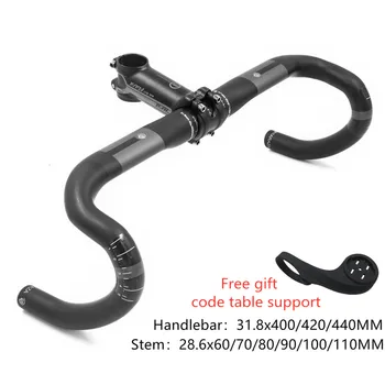 

Puraraza Road carbon handlebar UD Road handlebars With Ultra-light aluminum alloy stem 400/420/440mm x 60/70/80/90/100/110mm
