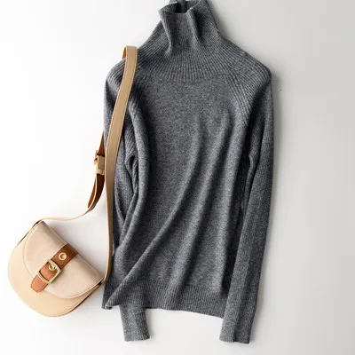 BARESKIY кашемировый тонкий свитер с высоким воротником на осень и зиму мягкий джемпер свитер пуловер женский зимний основной пуловер - Цвет: gray