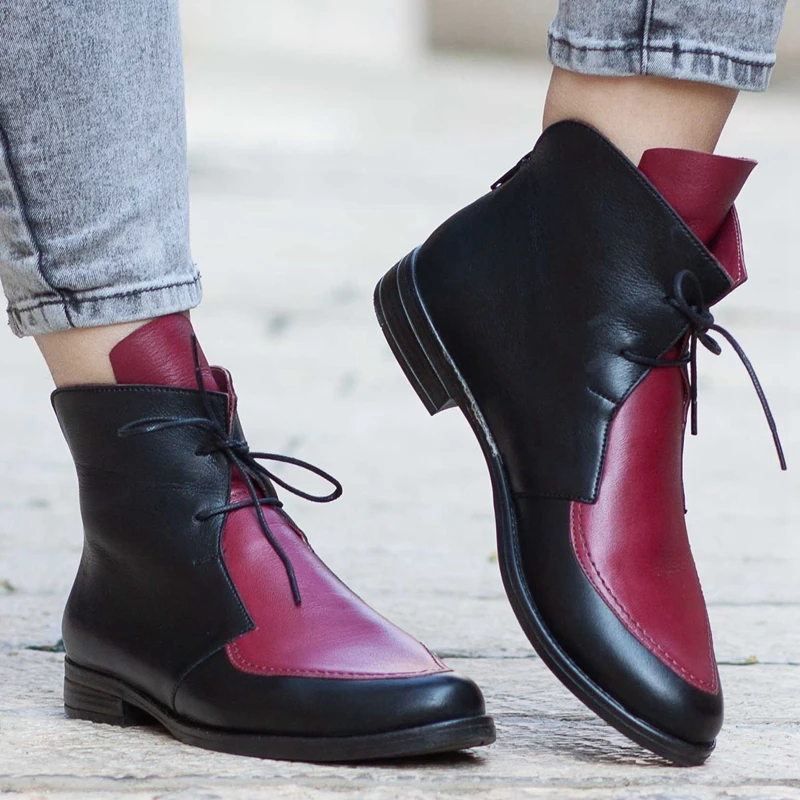 Puimentiua; женские ботинки; Высококачественная обувь на шнуровке из искусственной кожи; женские ботильоны; женская повседневная обувь; Прямая поставка