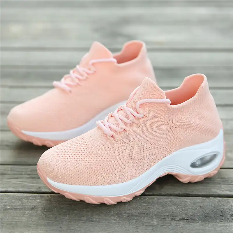 Zapatillas para caminar de mujer, cómodas zapatillas de deporte con  almohadilla de aire, plataformas antideslizantes de malla, zapatillas de  deporte para mujer|Zapatos planos de mujer| - AliExpress