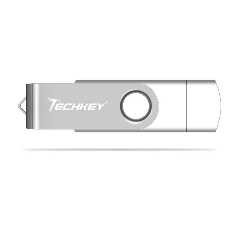 OTG USB флеш-накопитель Techkey 32 ГБ флеш-накопитель металлический флешка карта памяти 4 ГБ 8 ГБ 16 ГБ флешка Внешняя память для смартфона - Цвет: white