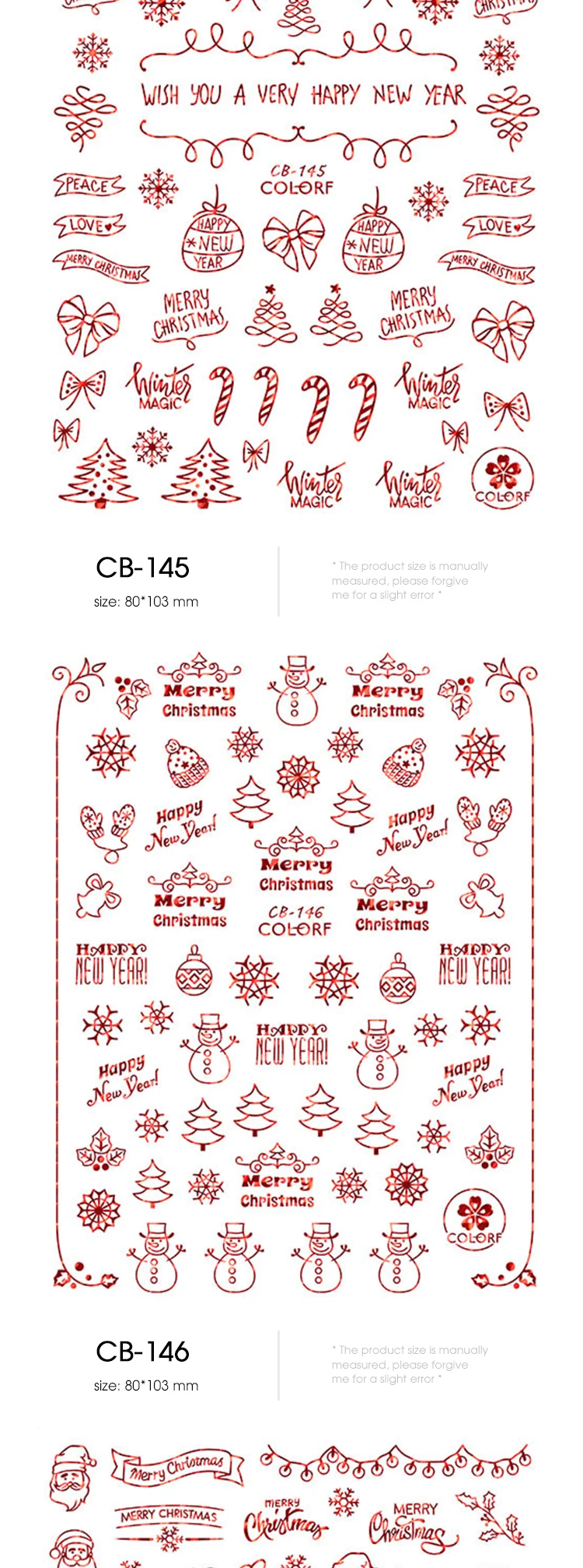 9 шт. наклейки для рождественских ногтей наклейки снежинки конверты рождественские украшения с изображением снеговика для зимних ногтей маникюрные инструменты