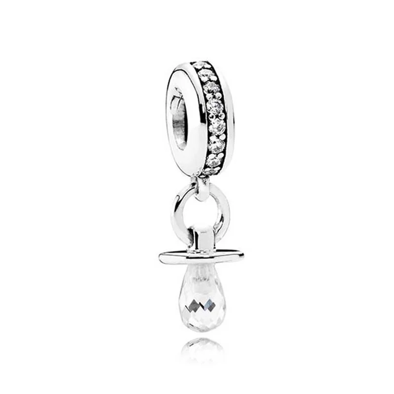 

Pacifier Charms for Bracelets Original 925 Sterling Silver Clear CZ Metal Beads DIY Women Jewelry Making Bijoux