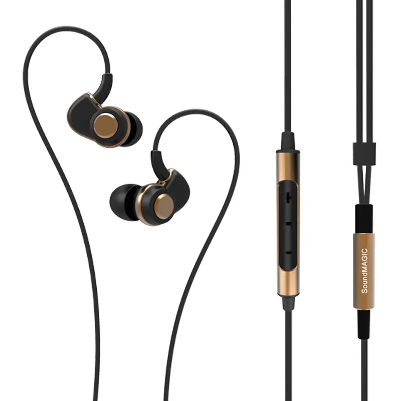 Наушники SoundMAGIC PL30+ C IEM с универсальным управлением смартфона и микрофоном - Цвет: Black gold color