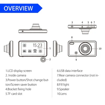 

Car DVR Video Recorder G-sensor Dash Camera 4 Inches Touch 1080P 3 Lens Rearview Camera C44