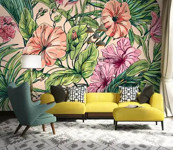 

CJSIR Custom Wallpaper Mural Watercolor Plant Modern Flowers Hand-painted Small Fresh Silk Material Photo 3d Wallpaper Mural