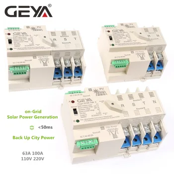 Interruptor de Transferencia Automática Din Rail 2P 3P 4P 63A AC220V ATS PV GEYA - sistema de energía Solar en red 1