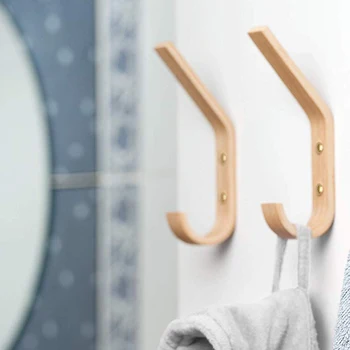 

2 Pcs Wood Coat Hook Wall Mounted Vintage Single Hook Hat Rack Towel Hanger Wood Wall Hooks Wall Organizer Decorative Heavy Duty