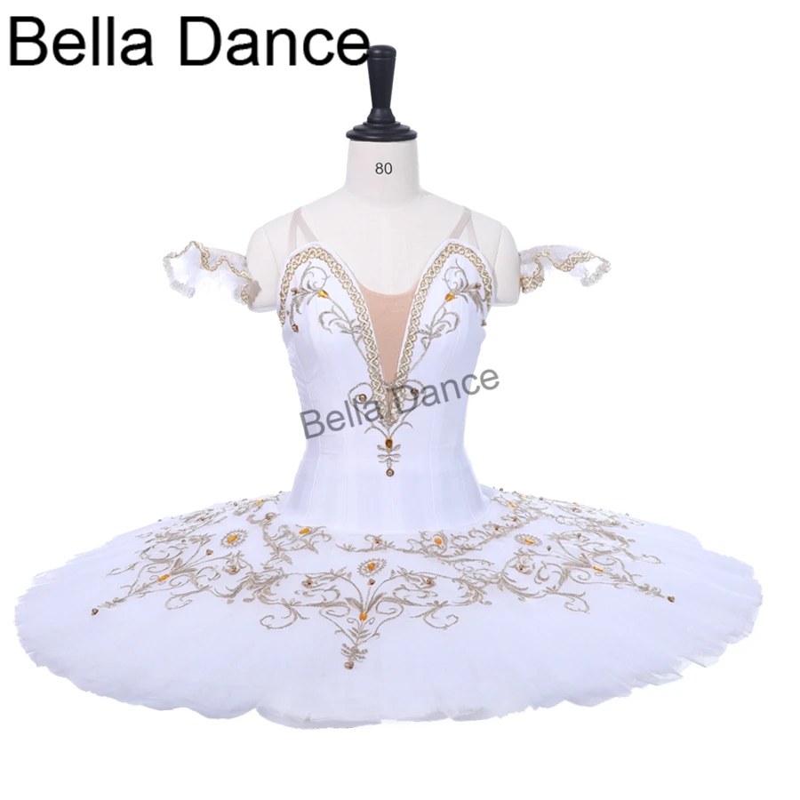 Adult Performance Pancake Tutu BT934C White Gold Swan LakeProfessional Ballet Tutu Ballerina Professional Ballet Stage Costume