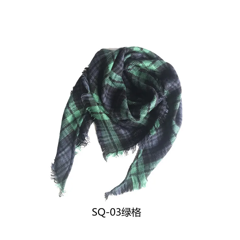 Green Plaid Дизайнерские бренды люксовые Детские зимний теплый шарф кашемировый плащ-шарф пашмины женские шарфы для девочек шали шерстяной шарф женские обертывания - Цвет: Green Plaid