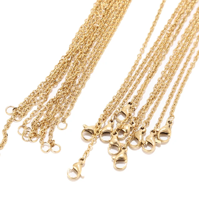 10pcs/lot Stainless Steel Gold Link Cable Chain Women Necklace For Diy Bulk  Jewelry Making Wholesale Supplies 1mm 1.5mm 2mm - Necklace - AliExpress