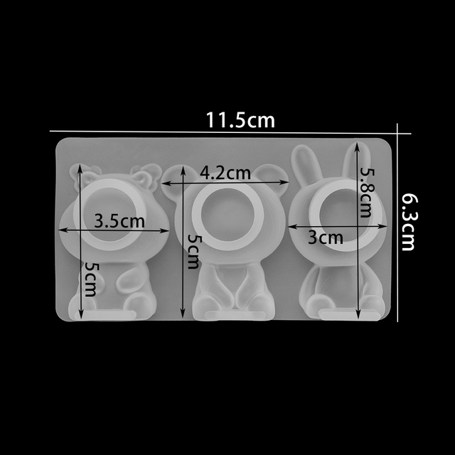 Cartoons Animal Doll Silicone Mold Bear Rabbit Decoration Epoxy Resin Casting Mould For DIY Crafts Key Chain Pendants Jewelry