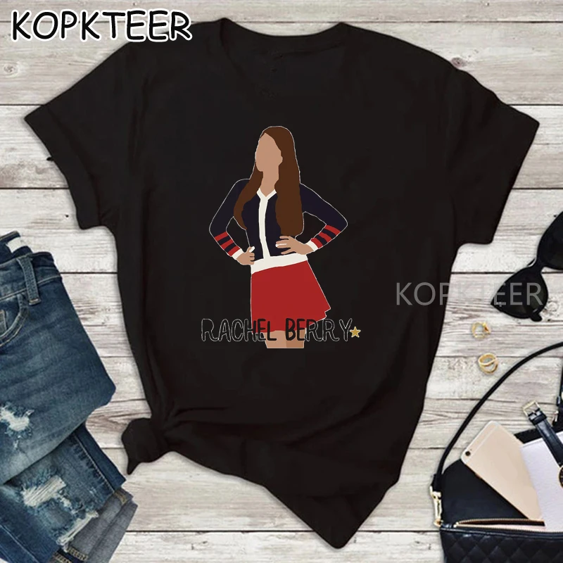 Женская футболка свободного размера плюс с принтом Rachel Berry Glee летняя Ullzang Harajuku