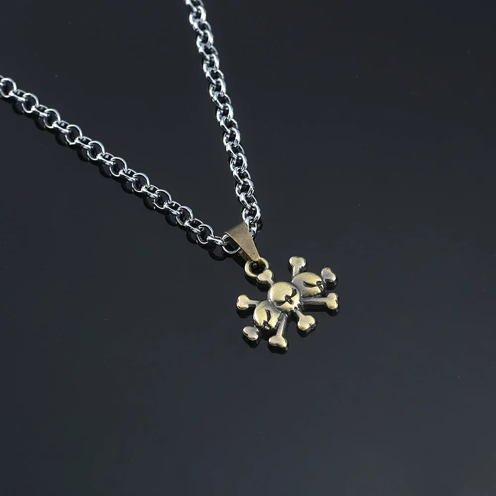 Anime One Piece Metal Necklace Luffy Ace Pirate Skull Hat Pendant Chain Choker Man Cartoon Necklaces Charm Jewelry Collar Gift